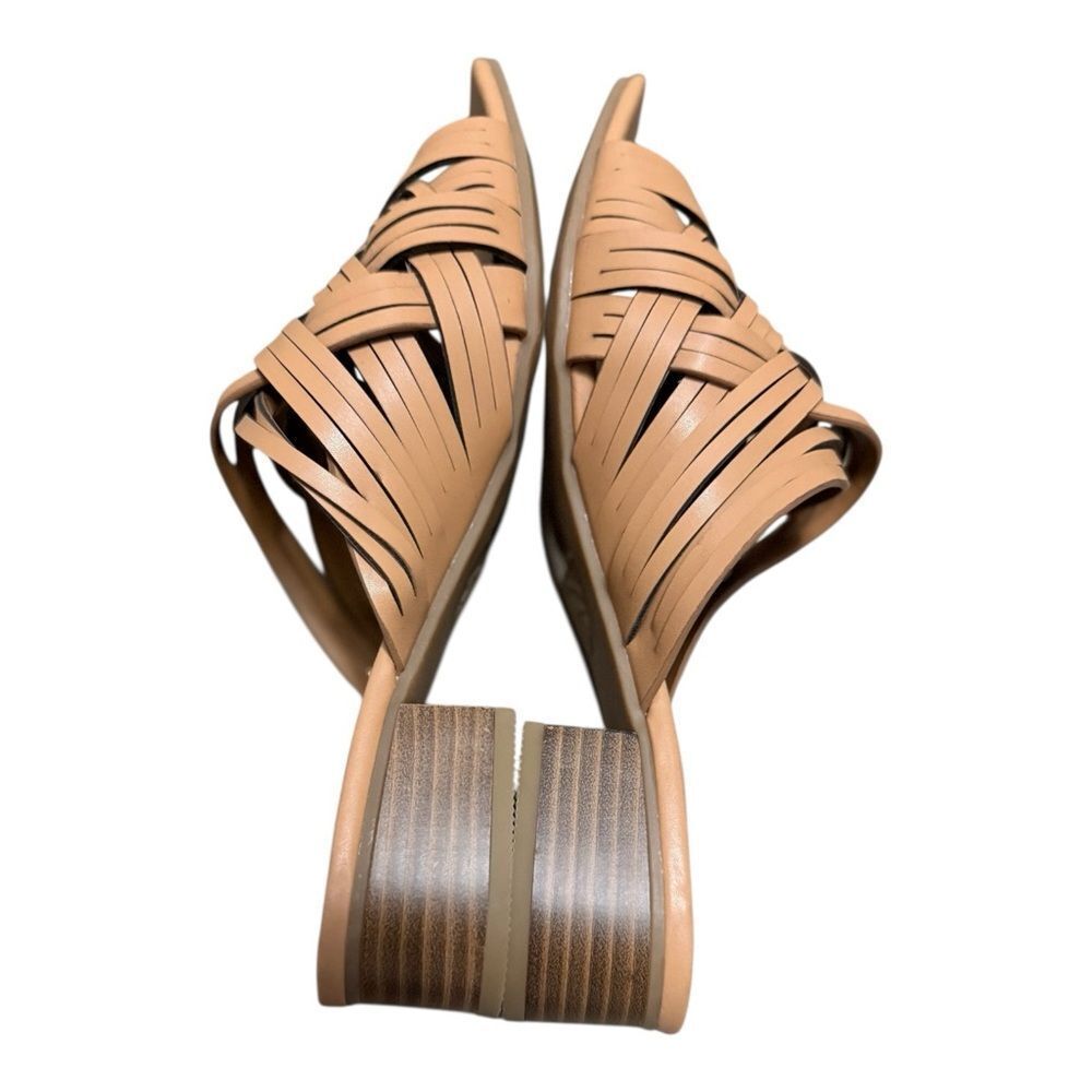 White Mountain Alluvia Tan Woven Block Heel Slides Size 8.5M